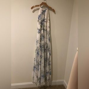 Dessy Collection Floral Blue and White Dress